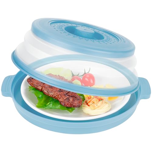 10.7 Inch Microwave Food Cover with Heat Insulation Mat (Blue)