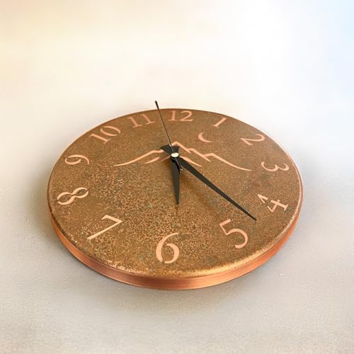 Handmade Pure Copper Wall Clock for Home Decoration (Rusty Landscape / 17.7)