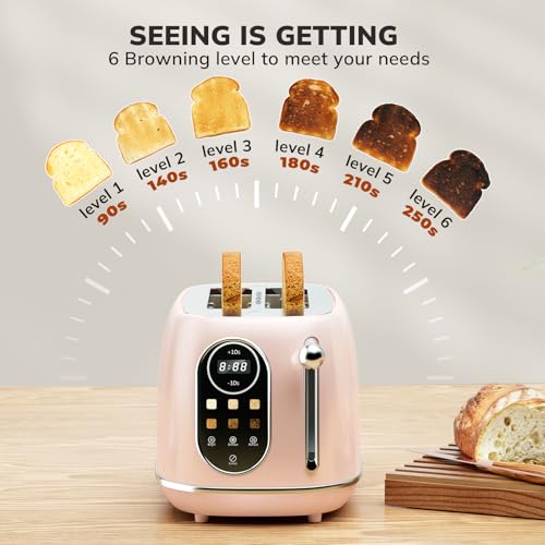 Smart Touch Screen Toaster 2 Slice (Extra Wide Slot / Pink)