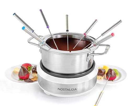 8 Cup Electric Fondue Pot Set for Cheese & Chocolate (White / 8 Cup)