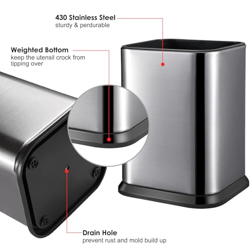 Stainless Steel Kitchen Utensil Holder for Countertop