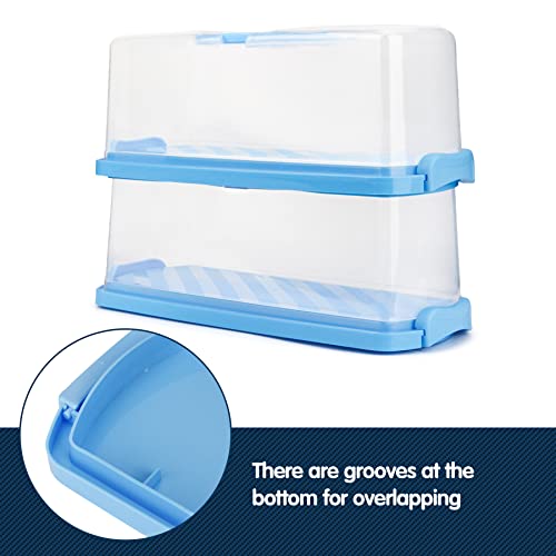 2 Pack Plastic Rectangular Bread Box with Clear Lid