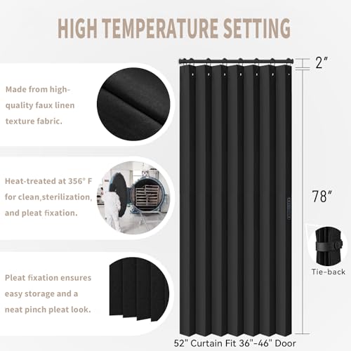 Doorway Curtains Privacy (Black / 52"W x 78"L (Pack of 1))