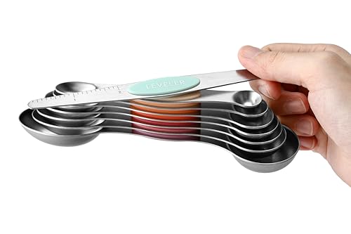 Stainless Steel 8 Magnetic Measuring Spoons Set (Desert Sunset / 1-Pack)