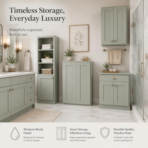 Wall Mounted Cabinet (Jade Green / 30" W x 12" D x 42" H)