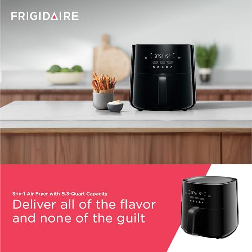 3-in-1 Air Fryer, Large 5.3 QT Capacity, Digital Display, 3 Cooking Modes, 5 Recipe Presets, Automatic Shake Reminder, PFAS-Free Cooking Surfaces, Black (3-1 Air Fryer)