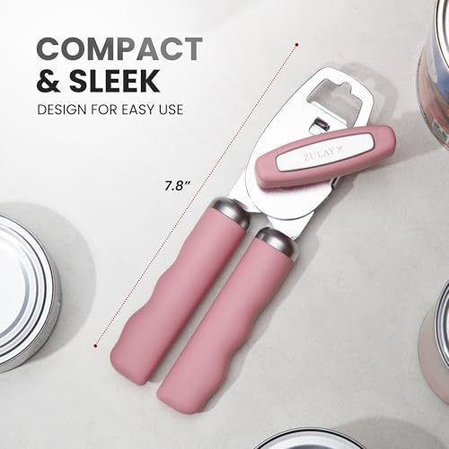 Manual Can Opener Heavy Duty Patented Stainless Steel (Pink / Comfy Grip)
