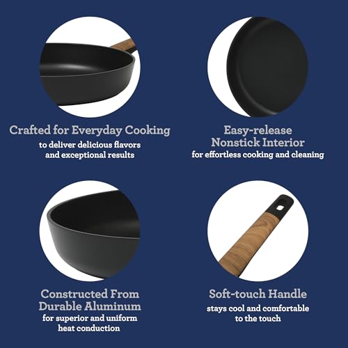 Platinum Oxburg 10 Inch Frying Pan Forged Aluminum PFA Free Non (Black w/ Wood / 10-Inch Frying Pan)