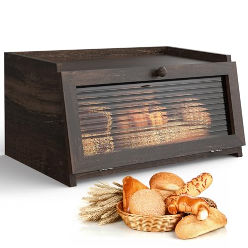 Bread Box for Kitchen Countertop (Weathered Charcoal / 1‑tier)