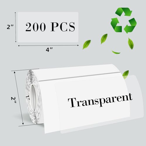 Transparent Thermal Labels Stickers 2x4 Inch