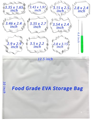 Frame Cookie Cutters 10 Shapes with 6 Cookie Scribes & 1 Storage Bag