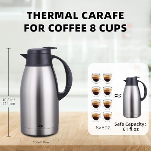 Stainless Steel Thermal Coffee Carafe (Silver / 65 Ounces)