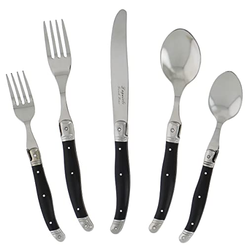 Laguiole 20 Piece Stainless Steel Flatware Set (Black)