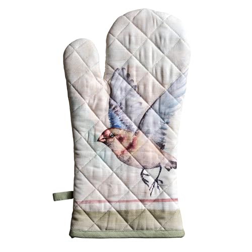Maison d'Hermine Oven Gloves 100% Cotton Oven Mitt (070 - Flying Birds / 7.5" x 13" (Oven Mitt))