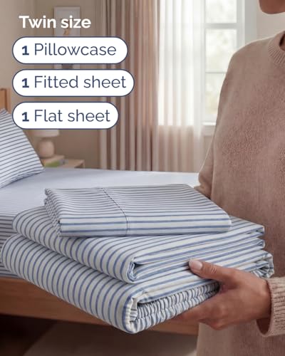 Twin Size 3 Piece Sheet Set (43 - Blue Stripes 2 / Twin)