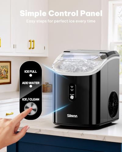 Nugget Ice Makers Countertop (Glossy Black Pro / 33 lbs)
