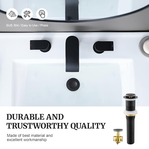 Pop up Sink Drain Stopper for Bathroom Vessel Vanity Sink Art Basin Matte Black