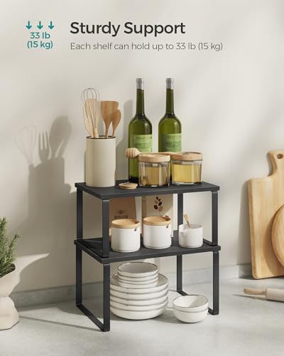 Cabinet Organizer Shelf (Ink Black + Ebony Black / 2*S (5.4"H) + 2*S (6.2"H))