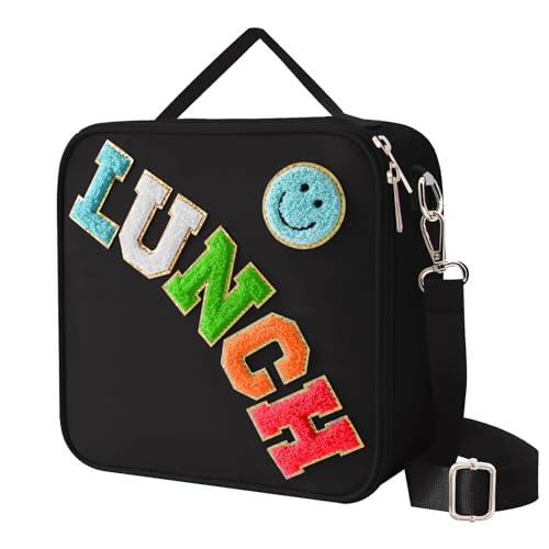 Insulated Lunch Bag With Adjustable Shoulder Strap (Black)