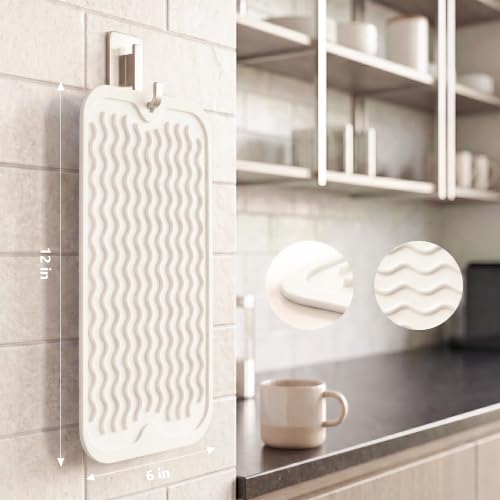 Silicone Dish Drying Mat for Multiple Usage (White / 12"L x 6"W)