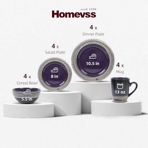 16 Piece Dinnerware Set (Lavender / Service for 4 - 16pc Set)