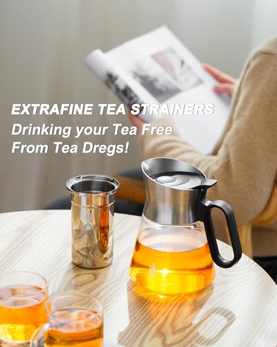 Glass Teapot with Infuser with 2 Cups for Loose Tea Steeper (23 oz (2 Cups))