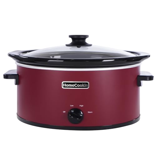 6 Quart Slow Cooker Oval Manual Pot Food Warmer with 3 Cooking Settings (6 Quarts / Red 2)