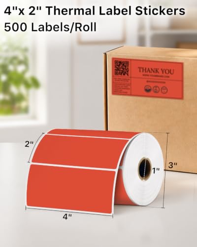 4x2 Inch Thermal Labels (4"x2" / Red)