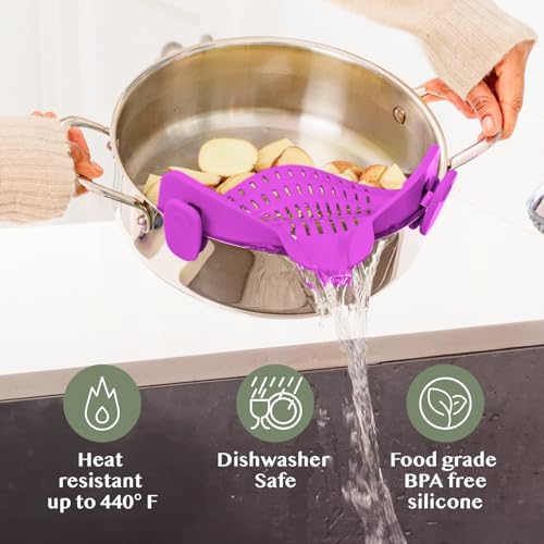 Snap N Strain Pot and Pasta Strainer (Purple)