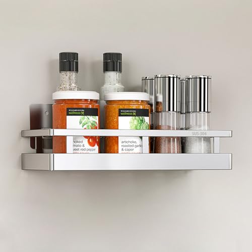 SUS304 Stainless steel Wall Mount Spice Rack Storage Basket