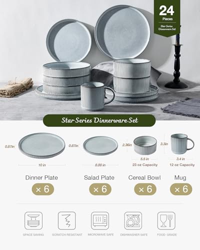 Star Dinnerware Sets with Mugs (Smoky Blue)