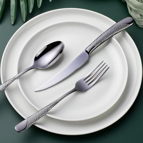 Hammered Black Silverware Set (Hammered Black | 24pcs)