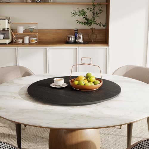 31.5" Sintered Stone Lazy Susan for Table Top (Black Wood / 80CM)