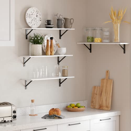 Wall Shelves 23.6" Long Floating Shelves with Metal Brackets (White / 23.6 Inch)