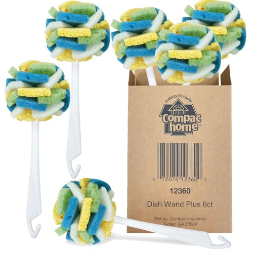 Dish SpongeWand Plus Tri Surface Scrubbing Sponge with Cello Foam Scour Sponge Petals (6 Count (Pack of 1))
