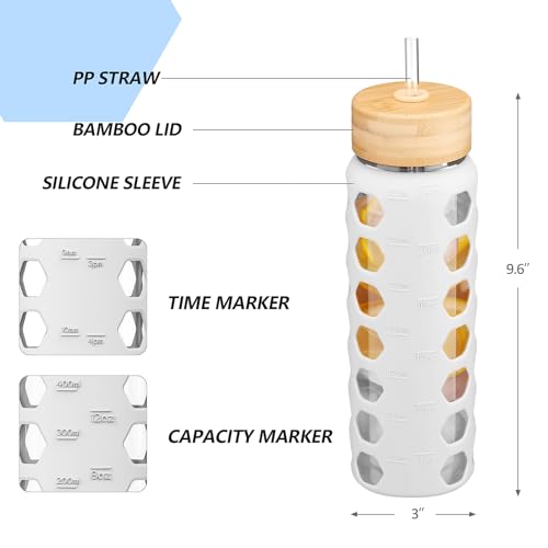Glass Water Bottle (White / 24 Ounces)