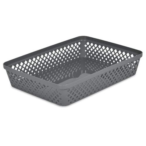 Plastic Storage Basket Set (Grey / Large)
