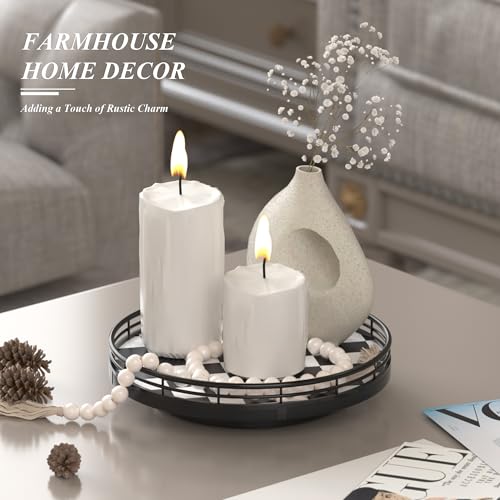 9 Inch Black and White Checkerboard Lazy Susan with Oak Base (Black & White / 9 inches)
