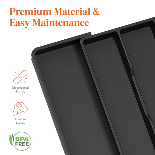 Utensil Organizer for Kitchen Drawers (Black / XL(16-28''W x 18.5''D))