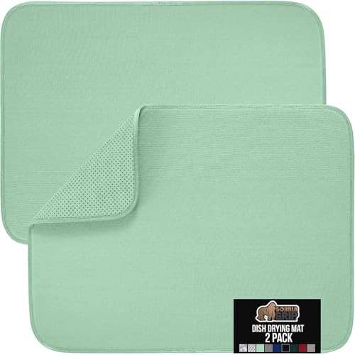 Ultra Absorbent Microfiber Dish Drying Mat (18" x 24" (2 Pack) / Microfiber / Mint)