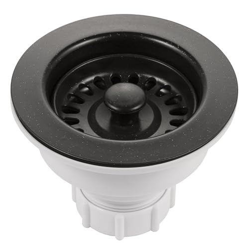 190-9268 - 3-1/2 Inch Granite Black Kitchen Sink Basket Strainer, Durable Food Catcher Stopper for Metal Kitchen Sink, Ideal for Filtering Waste and Preventing Clogs (3.5 Inch - Granite Black)