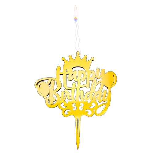 Happy Birthday Reusable Gold Cake Candle