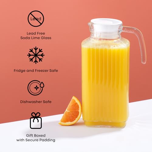 60oz Glass Pitcher with Lid (60 Ounces)