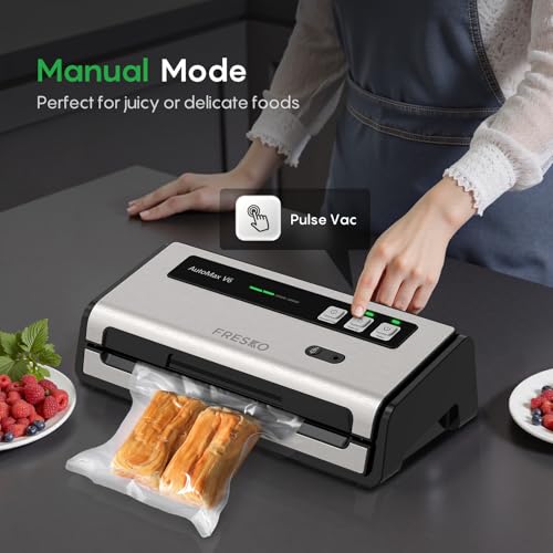 Food Vacuum Sealer with Automatic Bag Detection & Built (Silver / Large)