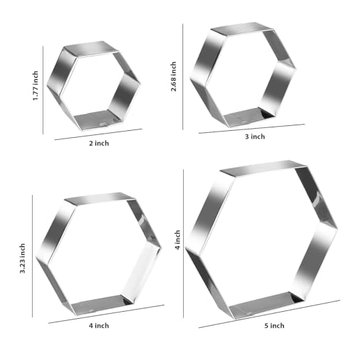 Regular Hexagon Cookie Cutter Set Large Stainless Steel Honeycomb Geometric Frame Plaque Cookie Cutters Shapes Molds 1 Inch Depth (Regular Hexagon)