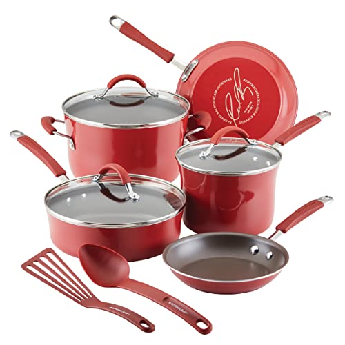 Cucina Nonstick Cookware (Cranberry Red / 10 Piece Porcelain)