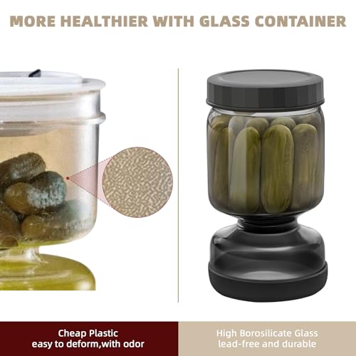 Pickle Jar with Strainer Flip (34oz Grey)