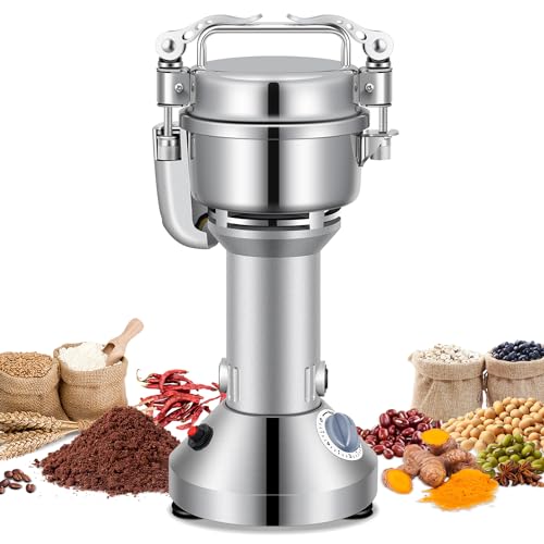 Grain Mill 150g Commercial Spice Grinder Electric 650W Stainless Steel Pulverizer Dry Grinder for Grinding Wheat (150G)