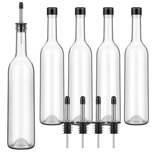 5 Pcs Long Neck Glass Bottles with Pourers for Bar Wine Syrup