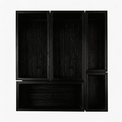 bamboo drawer organizer Set (1 X 5PCS Black)